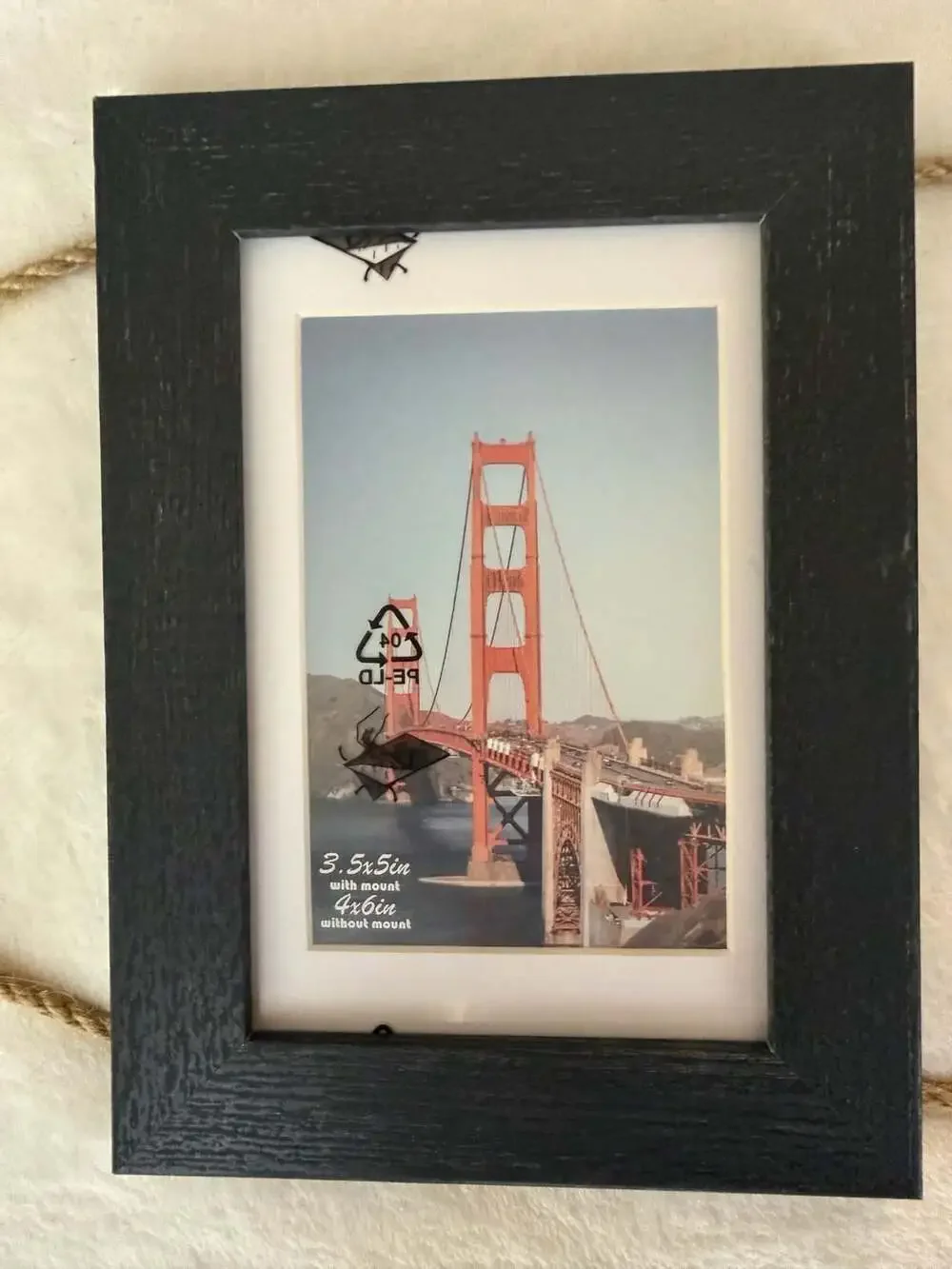 Hanging Picture Frame Set of 4 Assorted Finishes on Jute Rope